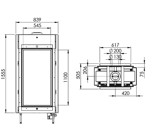 Foyer à gaz Turbo Fonte - TL 55 XH DF