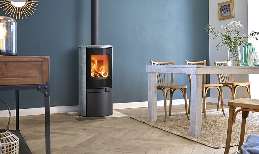 Poêle à bois Jazz XL Ollaire, acier noir, 4-7 kW