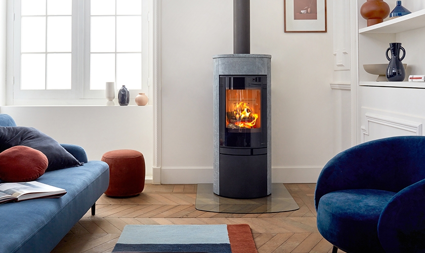 Poêle à bois Jazz XL Ollaire, acier noir, 4-7 kW