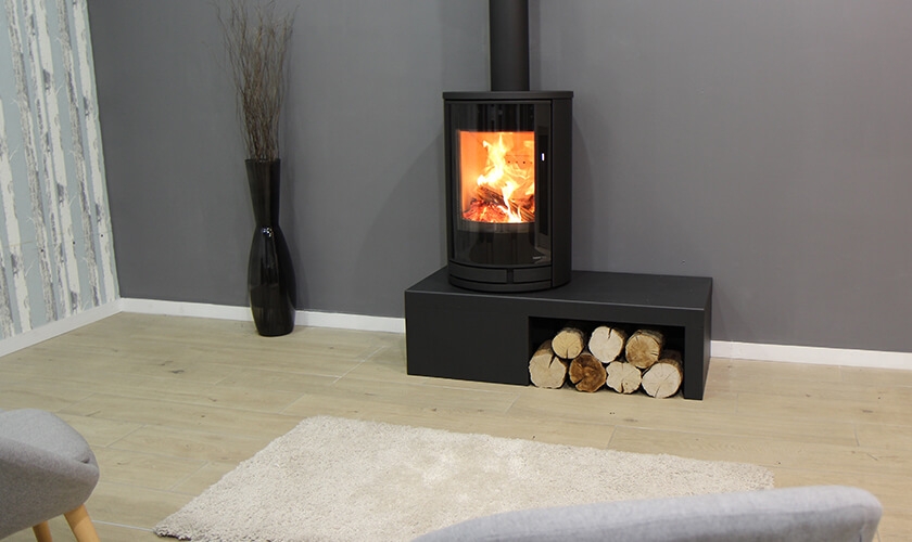 Poêle à bois Jazz XL Ollaire, acier noir, 4-7 kW