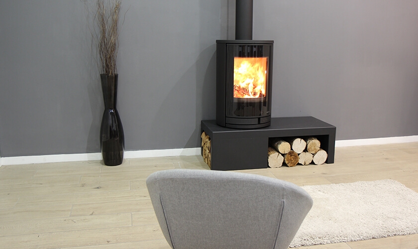 Poêle à bois Jazz XL Ollaire, acier noir, 4-7 kW