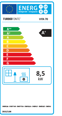 Etiquette énergétique A+ - Foyer VITA 70 - 8,5 kW